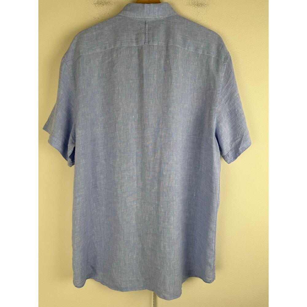 Banana Republic Camden Linen Shirt Chambray Blue Large Men’s - Picture 9 of 13